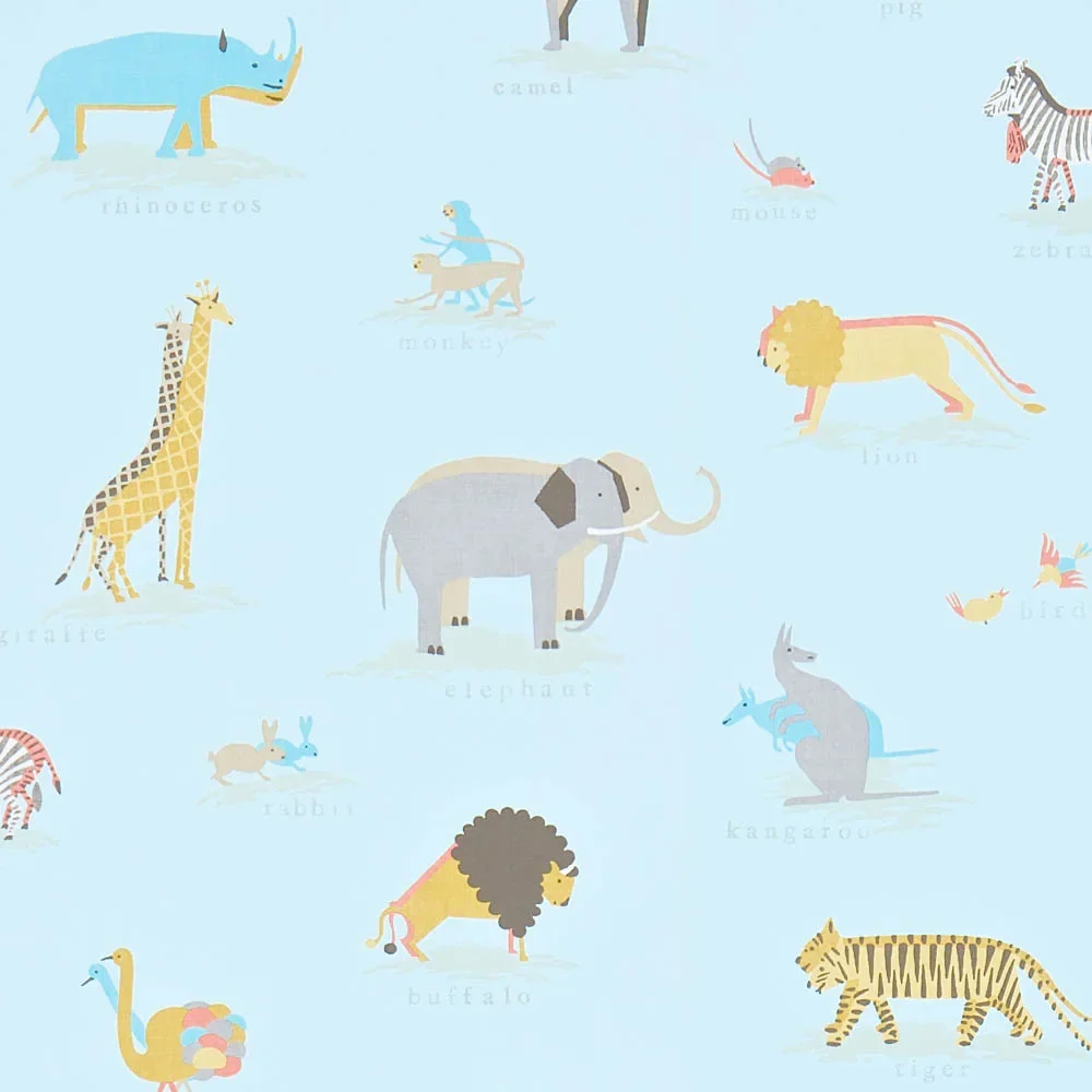 "Little Sanderson Abracazoo wallpaper safari animals light blue image"