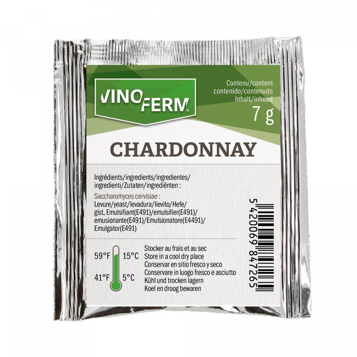 "Wine yeast, dried Vinoferm Chardonnay, 7g image"