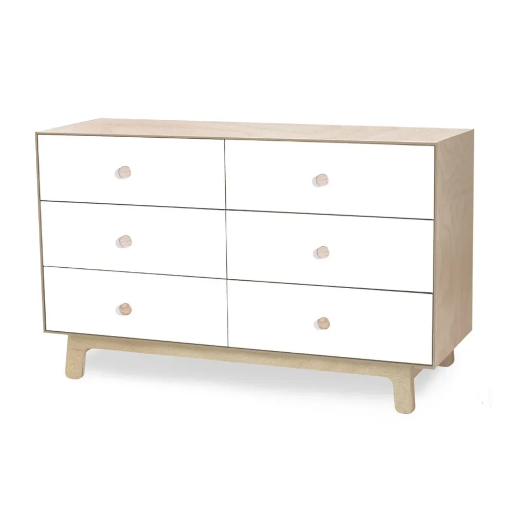 "Oeuf Chest of drawers Merlin 6 drawers white/birch feet sparrow, Color feet: walnut image"