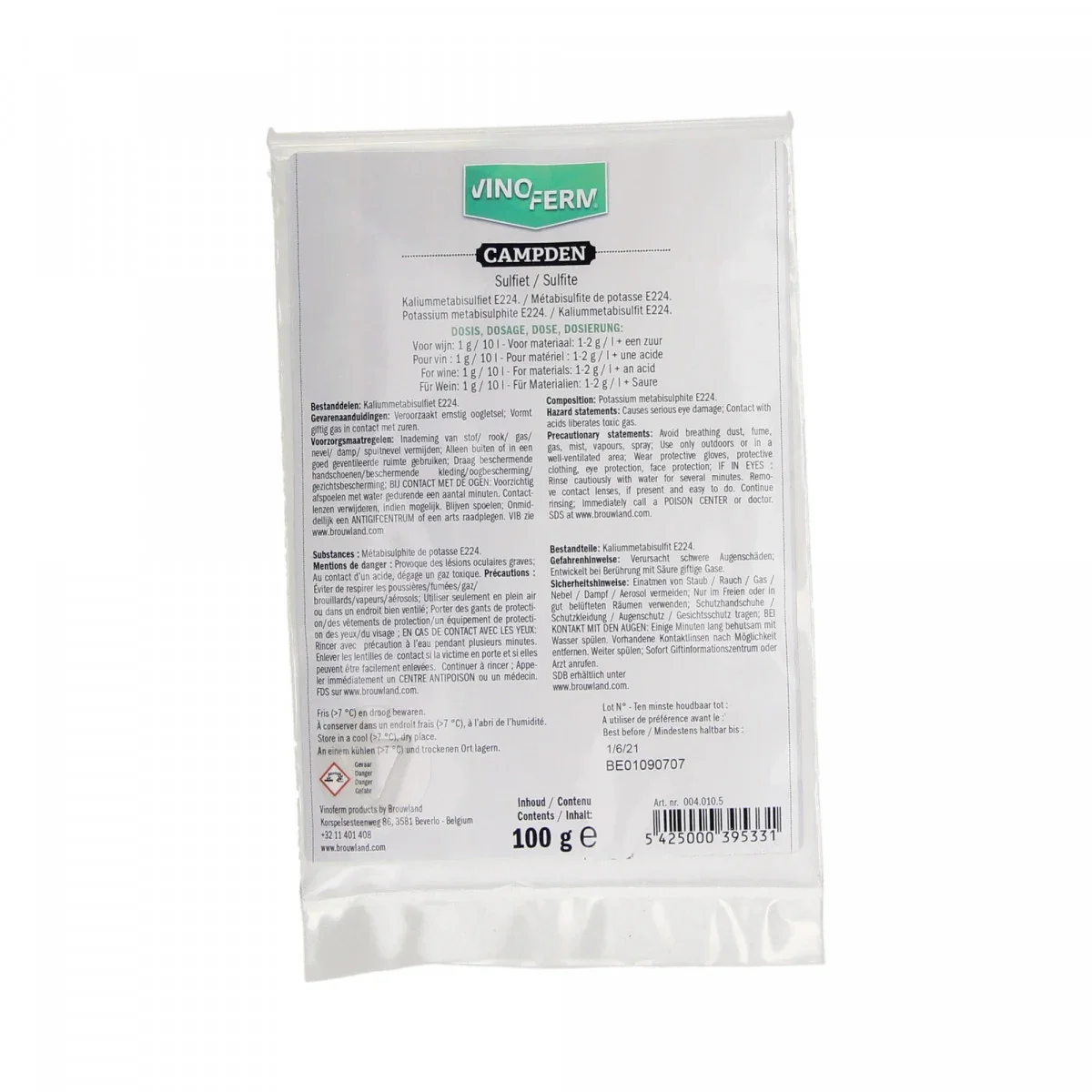 "Metabisulfite de potassium - Vinoferm campden 100g image"