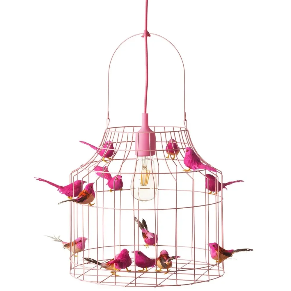 "Dutch dilight pendant lamp pink birds pink, Size: Medium 52 x 35 cm image"