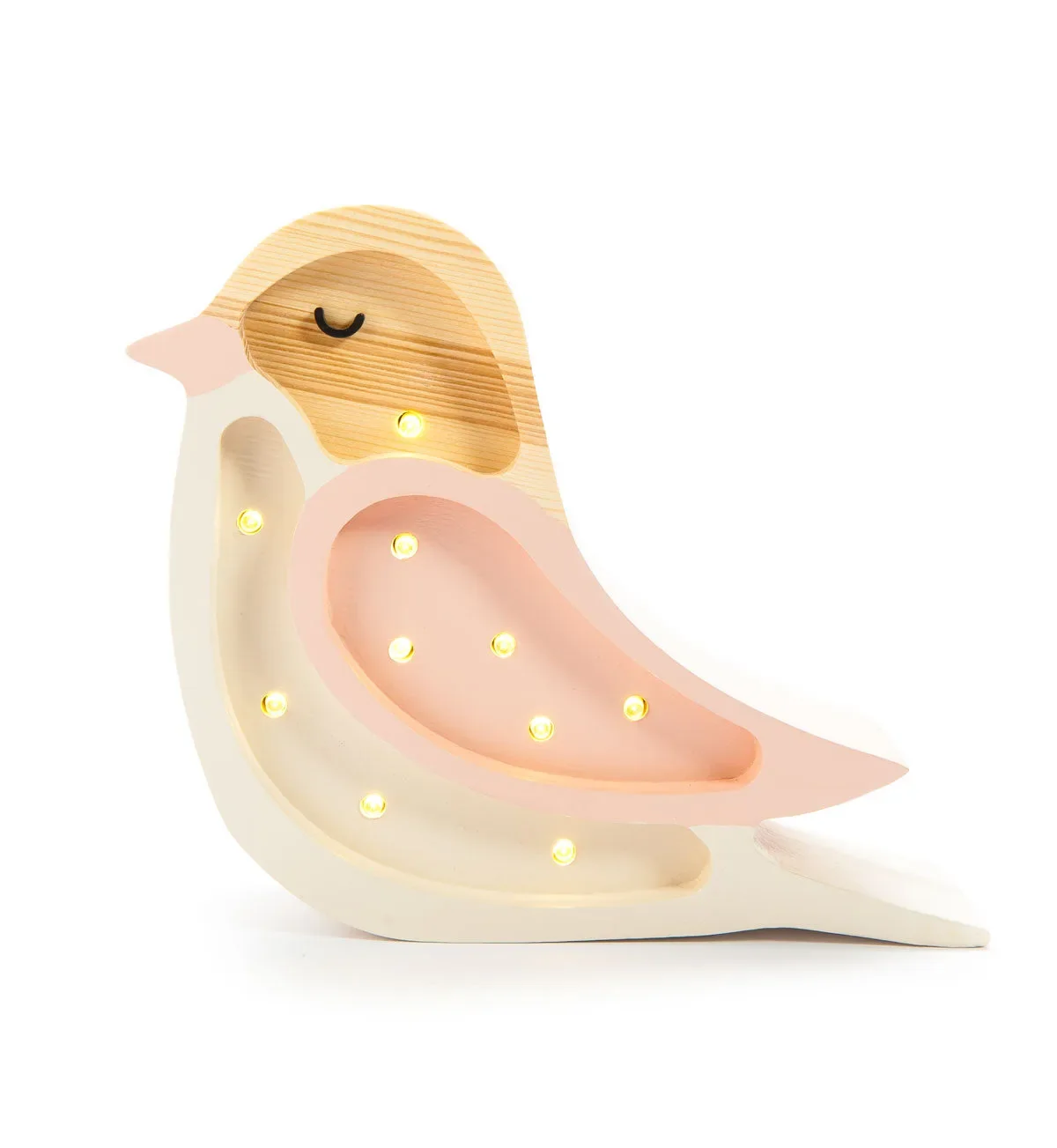 "Little Lights children's night light, Mini-Vogel night lamp - 100% natural pinewood, color: Strawberry cream image"