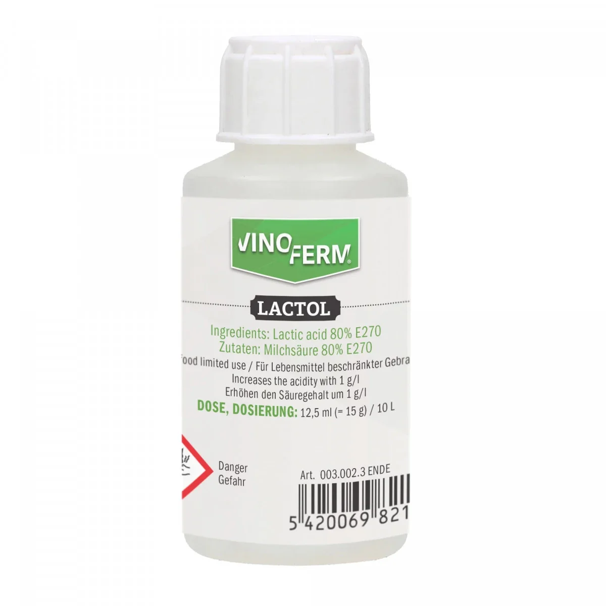 "Lactic acid 80% - VINOFERM Lactol 100ml ENDE image"