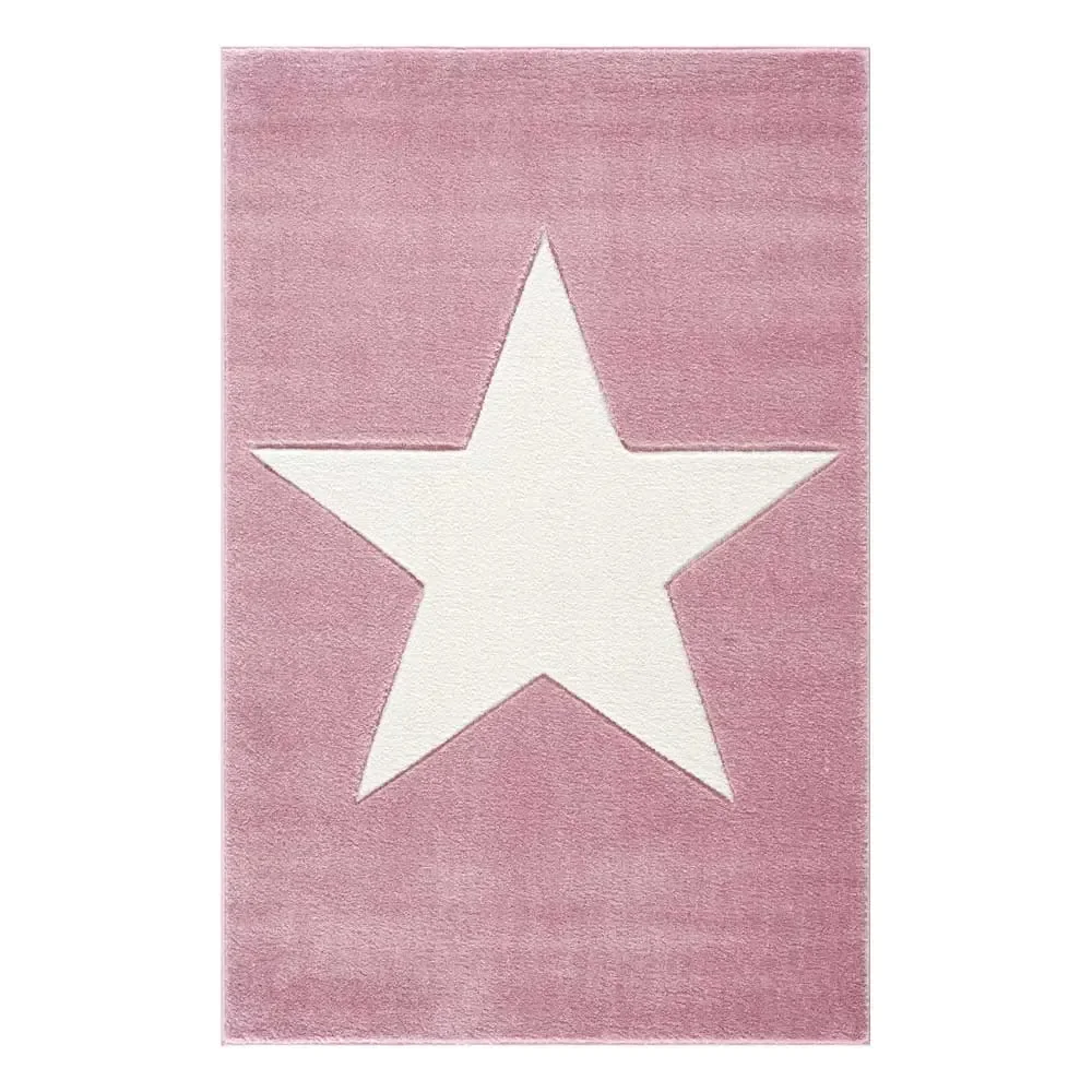 "Livone children's carpet star white on pink, Carpet size: 120 x 180 cm image"
