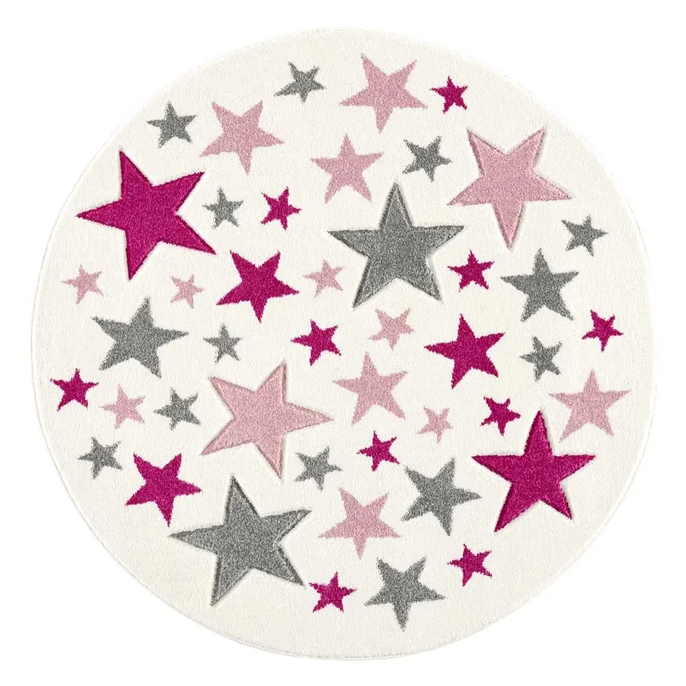"Livone carpet stella star pink gray round, Carpet size: Ø 133 cm image"