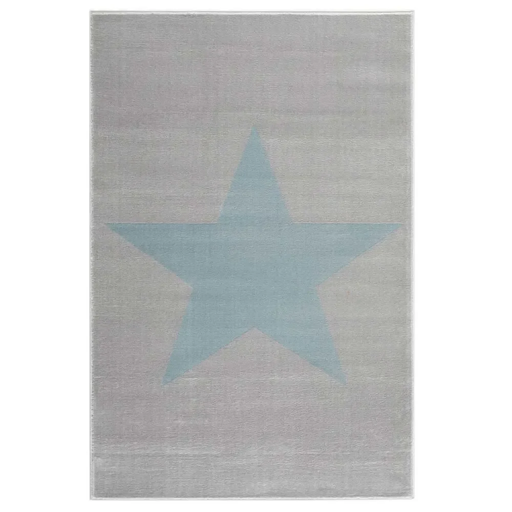 "Livone children's carpet star blue on gray, Carpet size: 120 x 180 cm image"