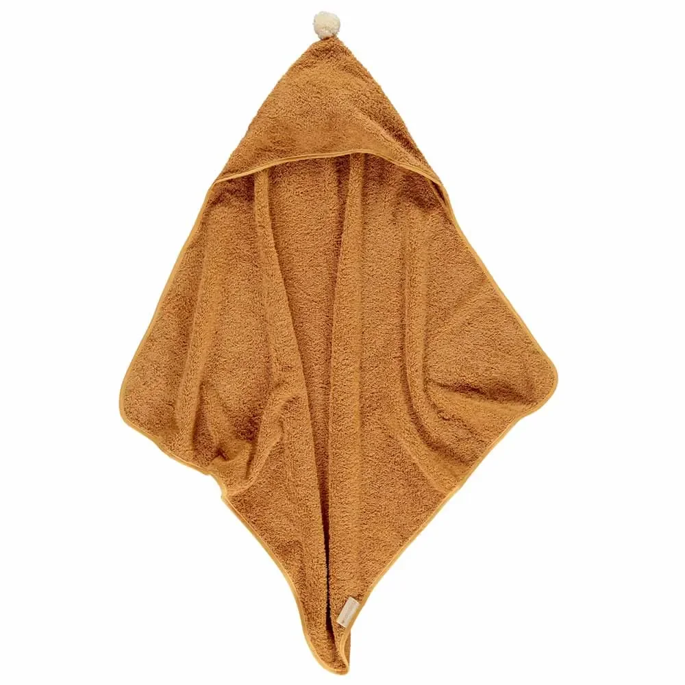 "Nobodinoz Baby hoods bathing towel caramel image"