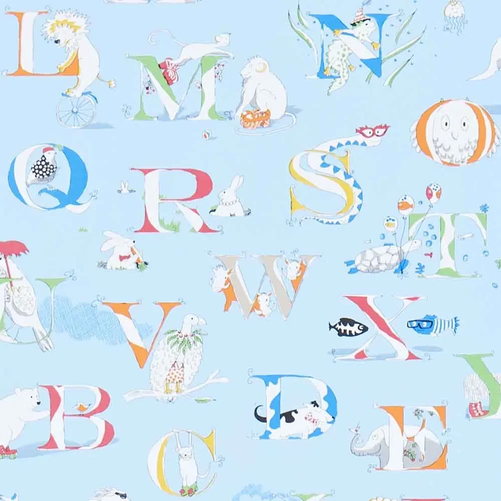 Little Sanderson Abracazoo Wallpaper Alphabet light blue