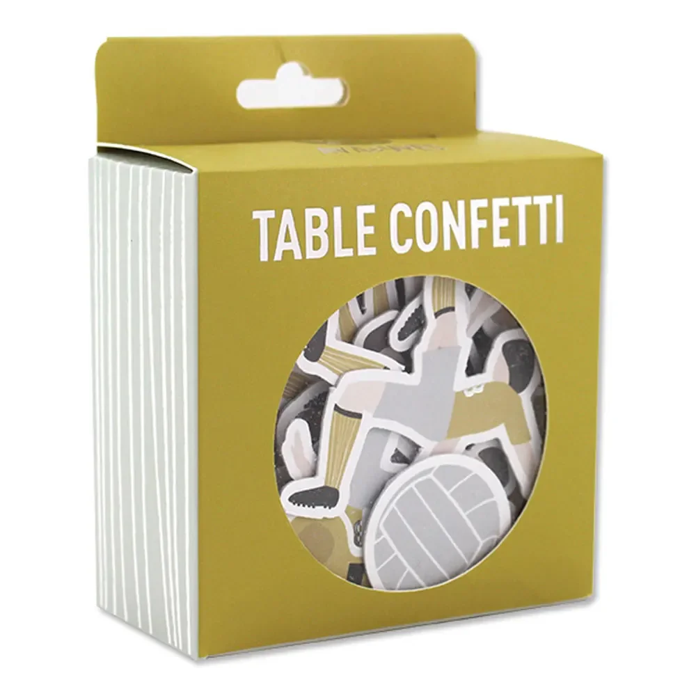 "Ava & Yves table confetti football image"