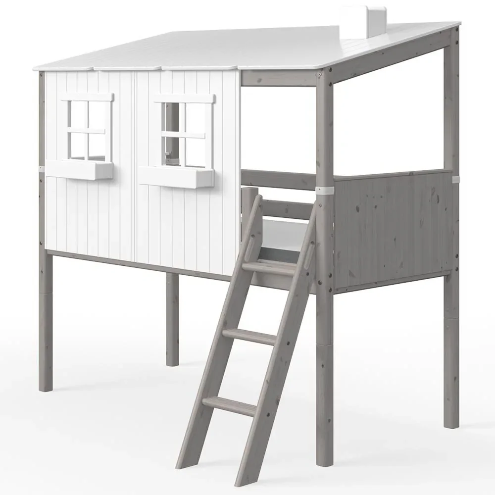 "Flexa half - high bed house white gray image"