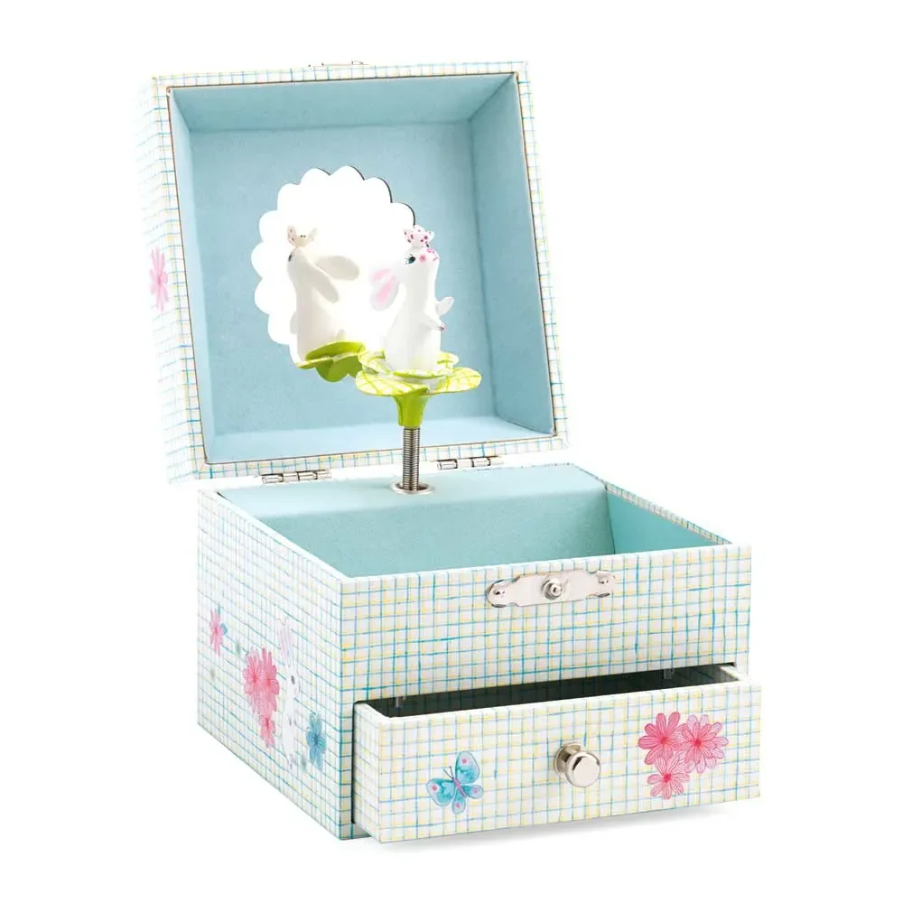 "Djeco jewelry box with play aid rabbit and butterfly image"