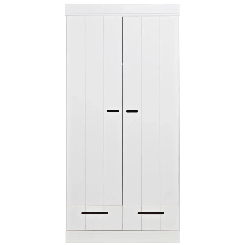 "Wood 2 doorser Wardrobe expandable drawers white image"