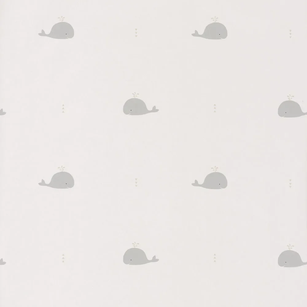 "Casadeco children's wallpaper Happy Dreams Wale Beige Gray image"