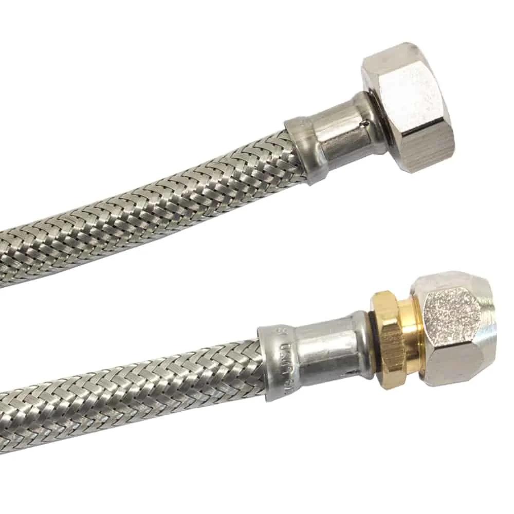 "Stainless Steel Braided Water Hose, 10mm x 3/8" Connector, 500mm image"