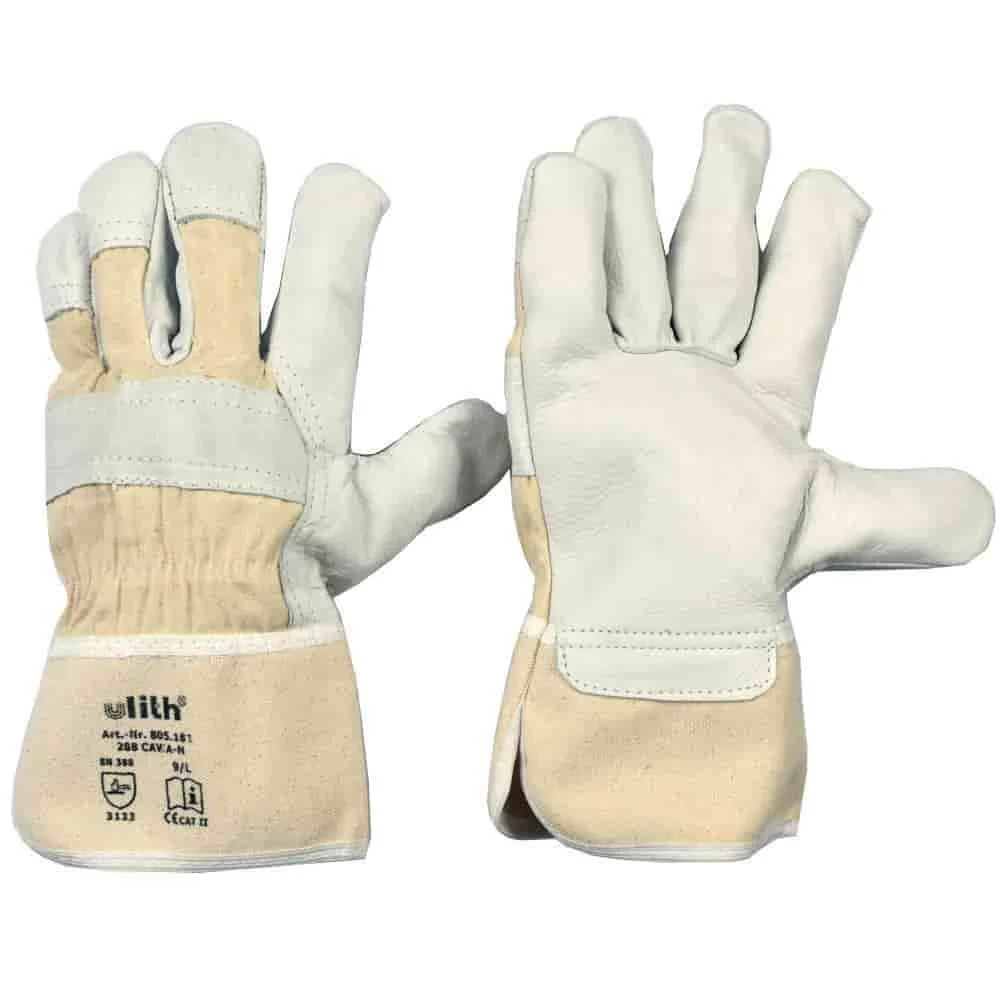 "Leather Work Gloves - Cowhide, Size L/9 - Heavy Duty image"