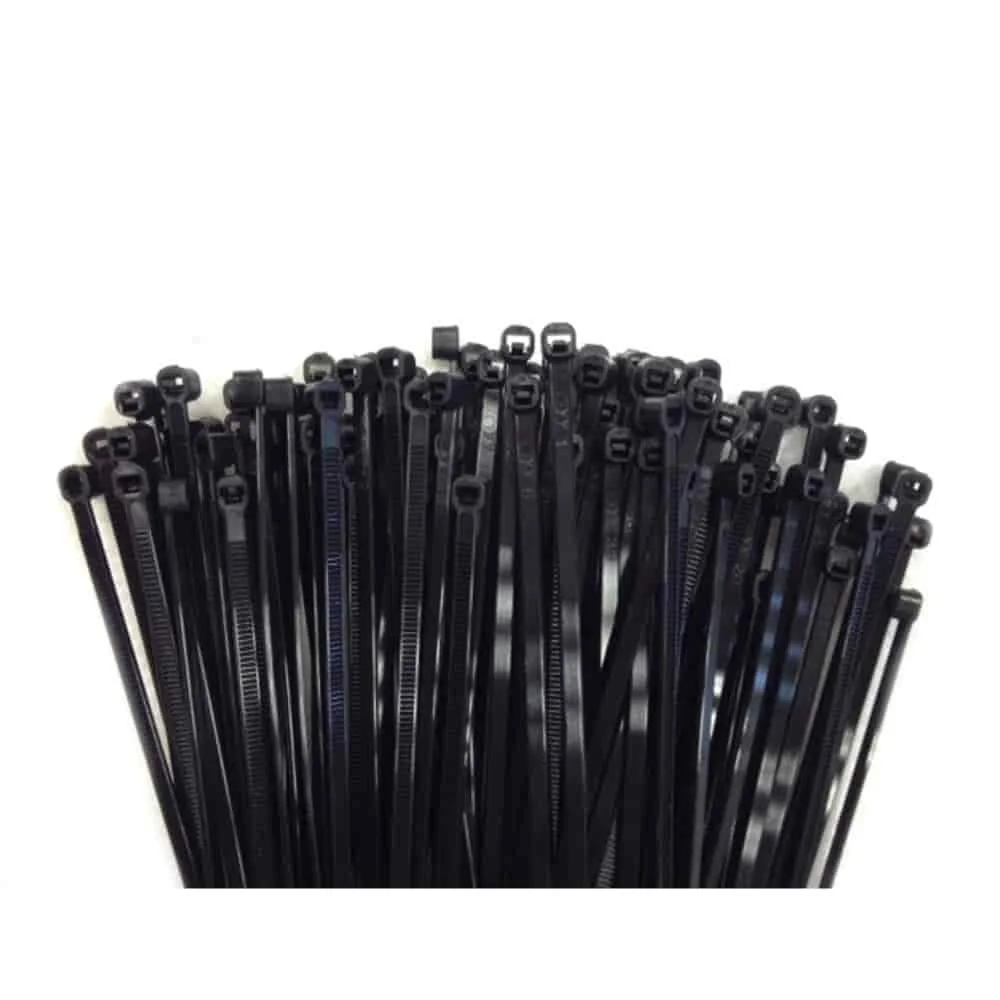 "Cable Ties, 100 Pack, Black, UV Resistant, 300x7.6mm image"