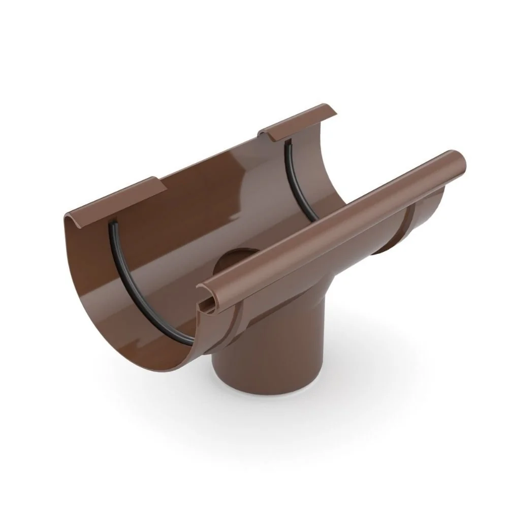 Brown Rain Gutter Outlet 125/90 - Downspout Connector