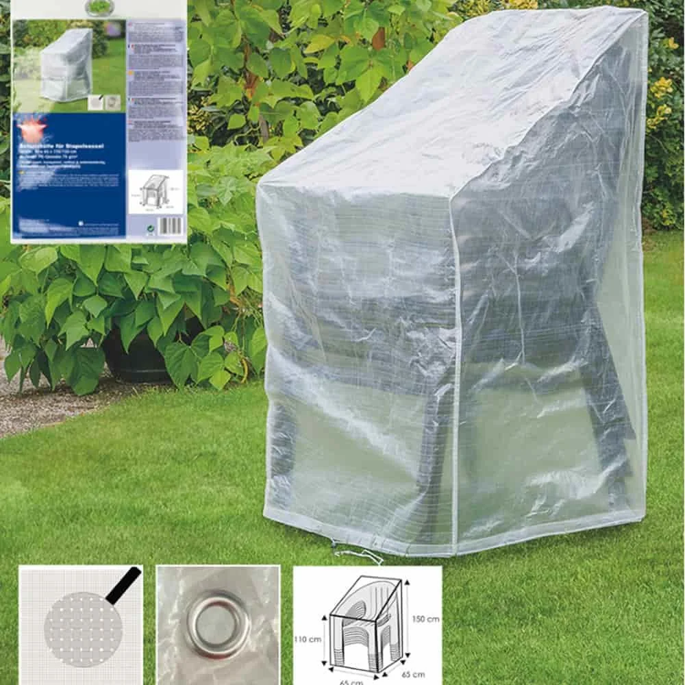 Clear Stacking Chair Cover, Outdoor Furniture Protector 65x65x110/150cm
