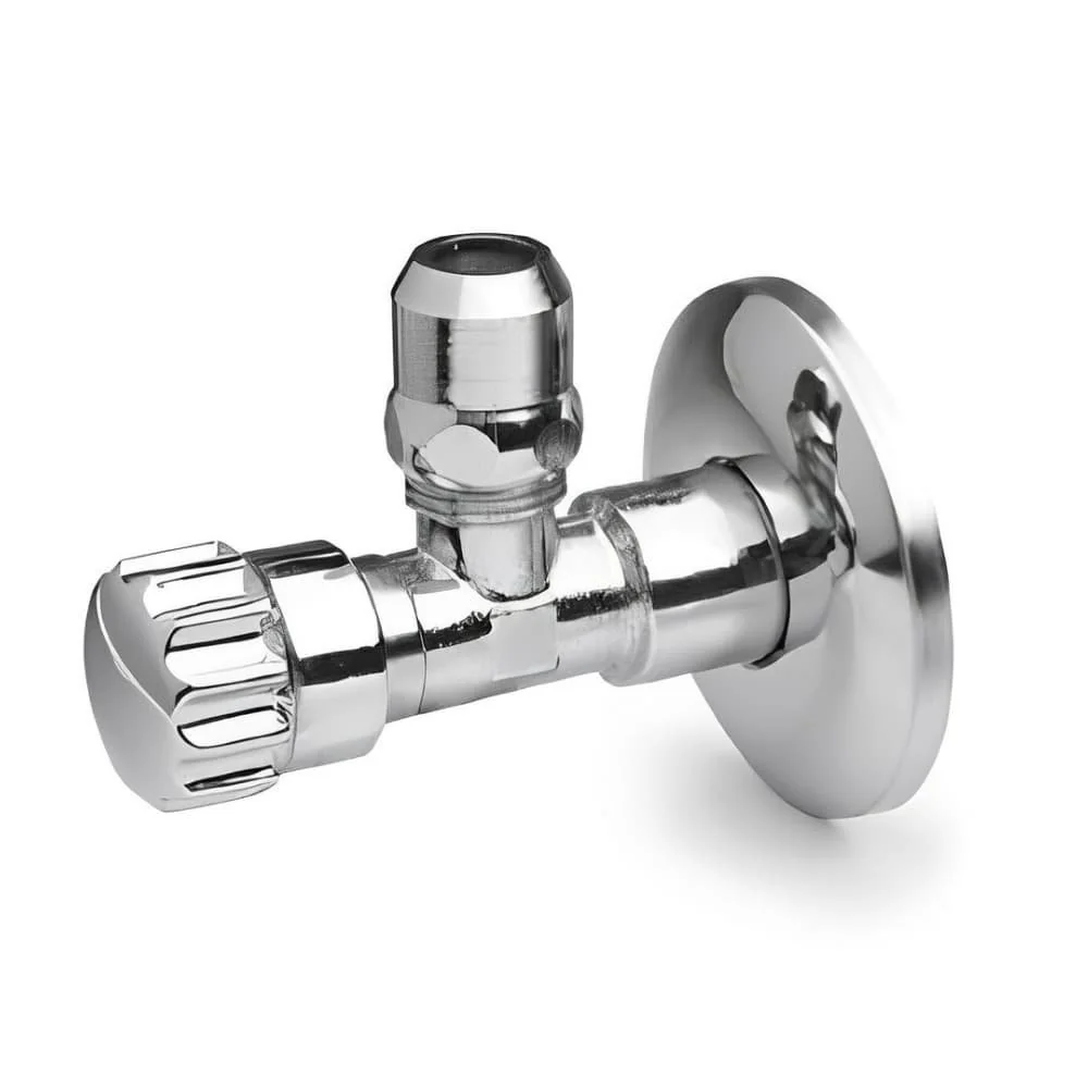 "1/2 Inch Chrome Angle Stop Valve with Compression Fitting image"