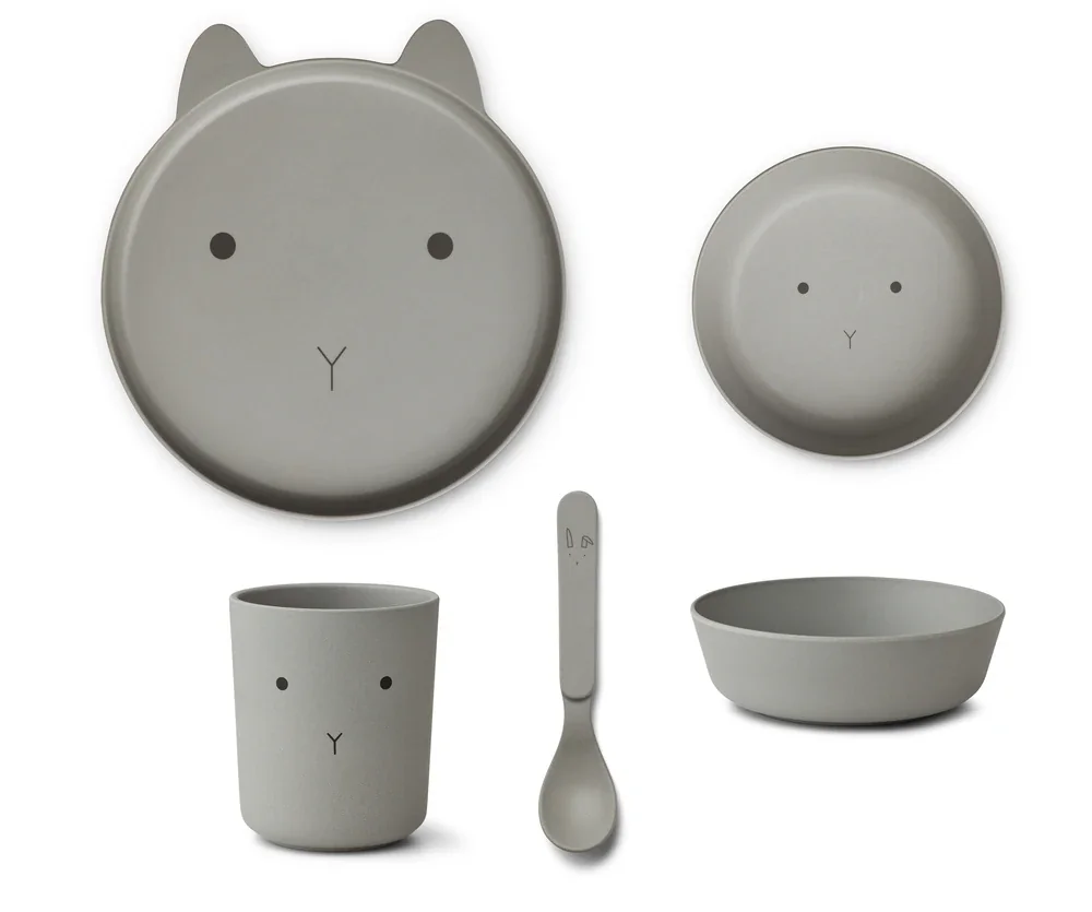 Liewood dinnerware sets, children's crockery, tableware set - Brody, 4 Pack, Color: Rabbit Dove Blue