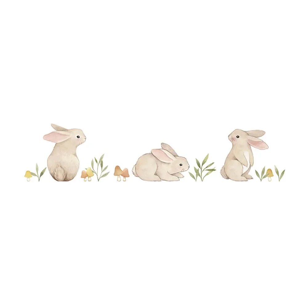 "Lilipinso Wall Sticker A3 Small rabbits in the grass brown image"