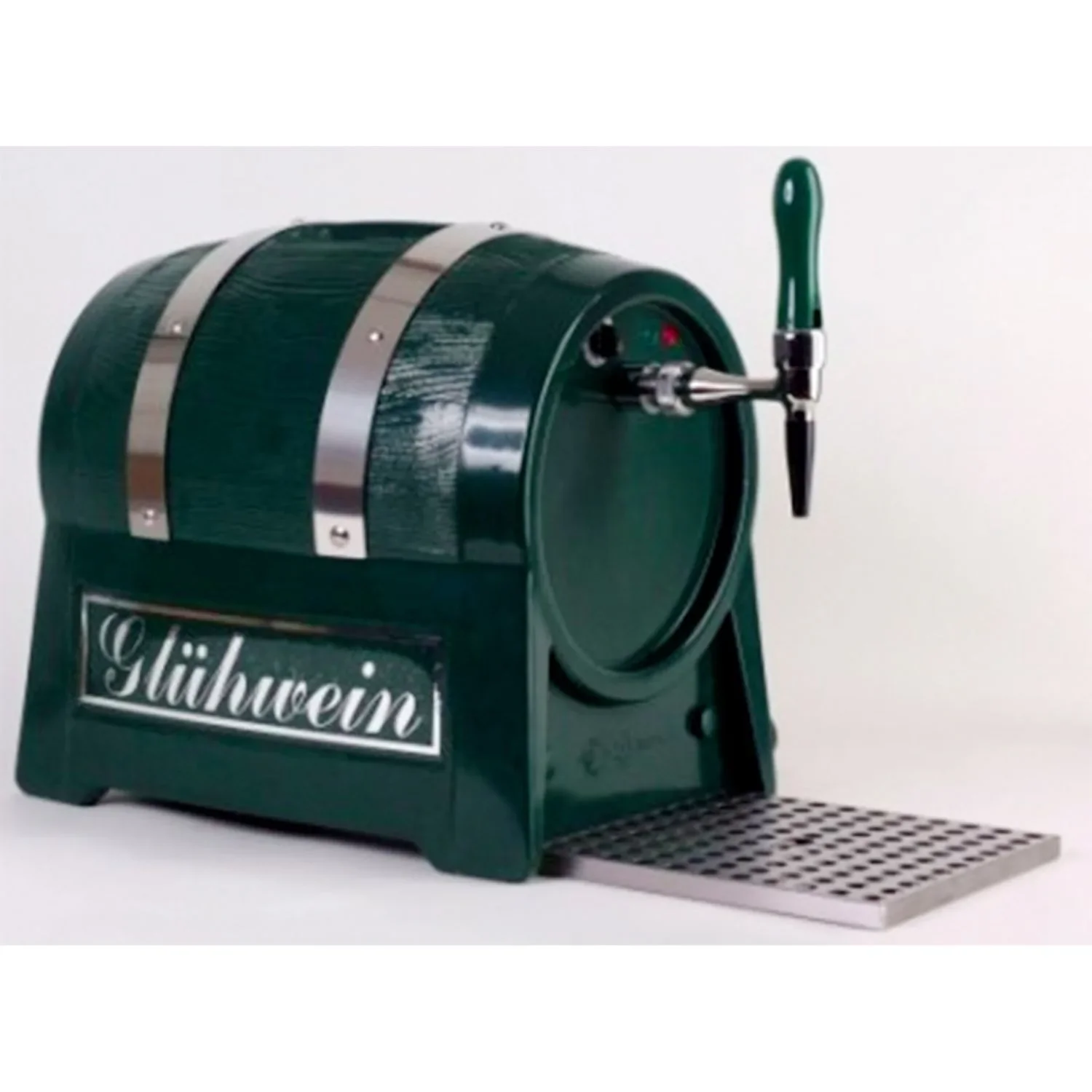 "Mulled wine dispenser, beverage flow heater 9kW , barrel shape , 1-conductor, with electric pump , dark green or black image"
