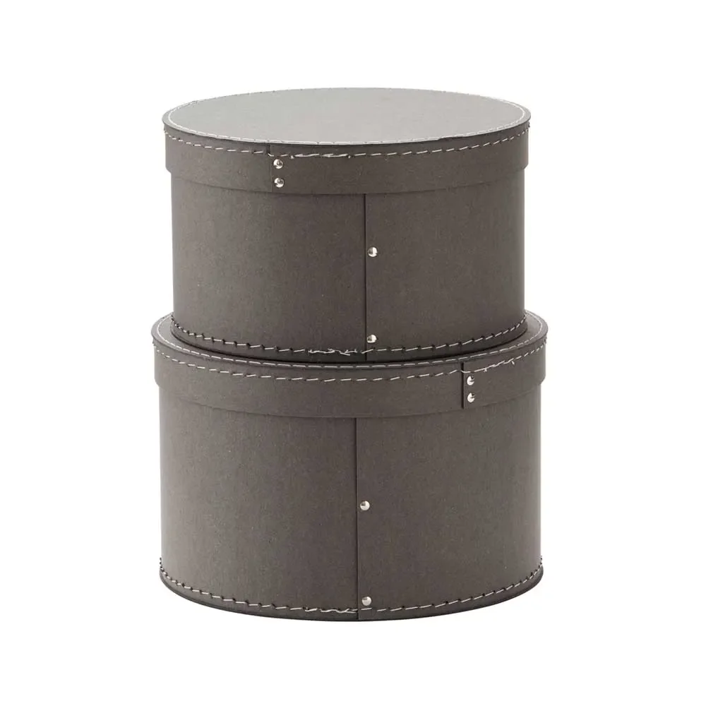 "Kids Concept 2 Set round cardboard boxes gray image"