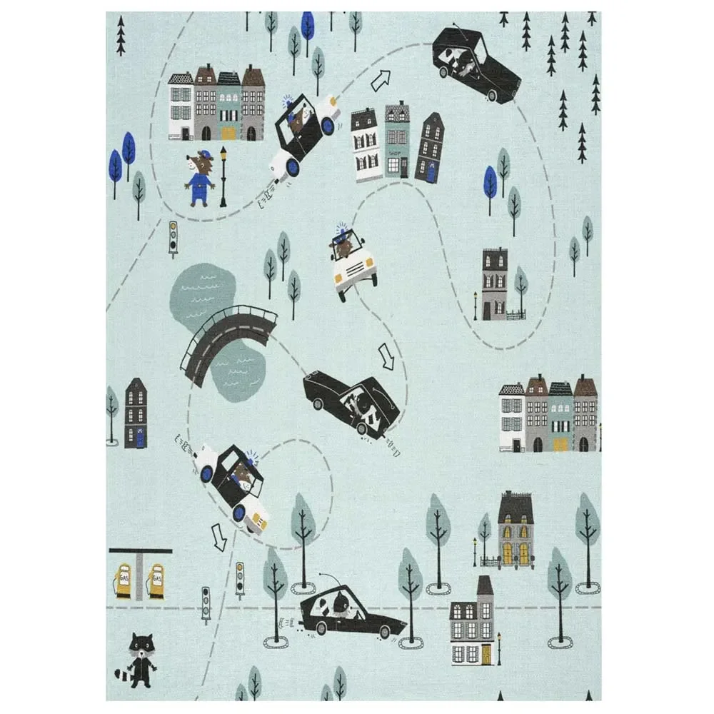 "Livone children's carpet washable city & cars, Carpet size: 140 x 140 cm image"