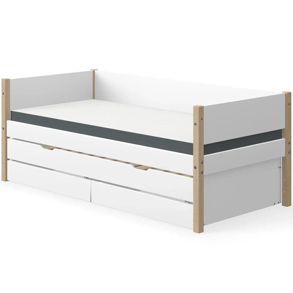 Flexa Nor Sofabett including guest bed & drawer white / oak