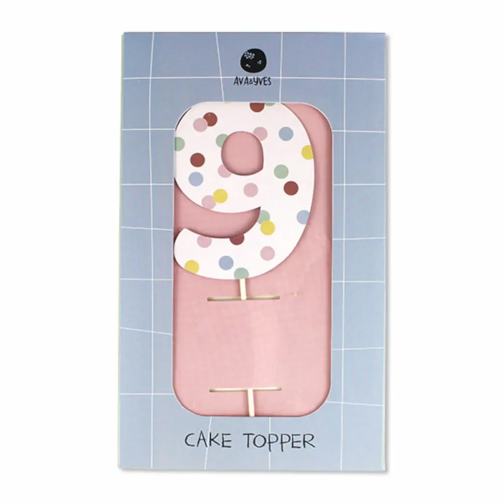 "Ava & Yves Cake Topper Number "9" image"