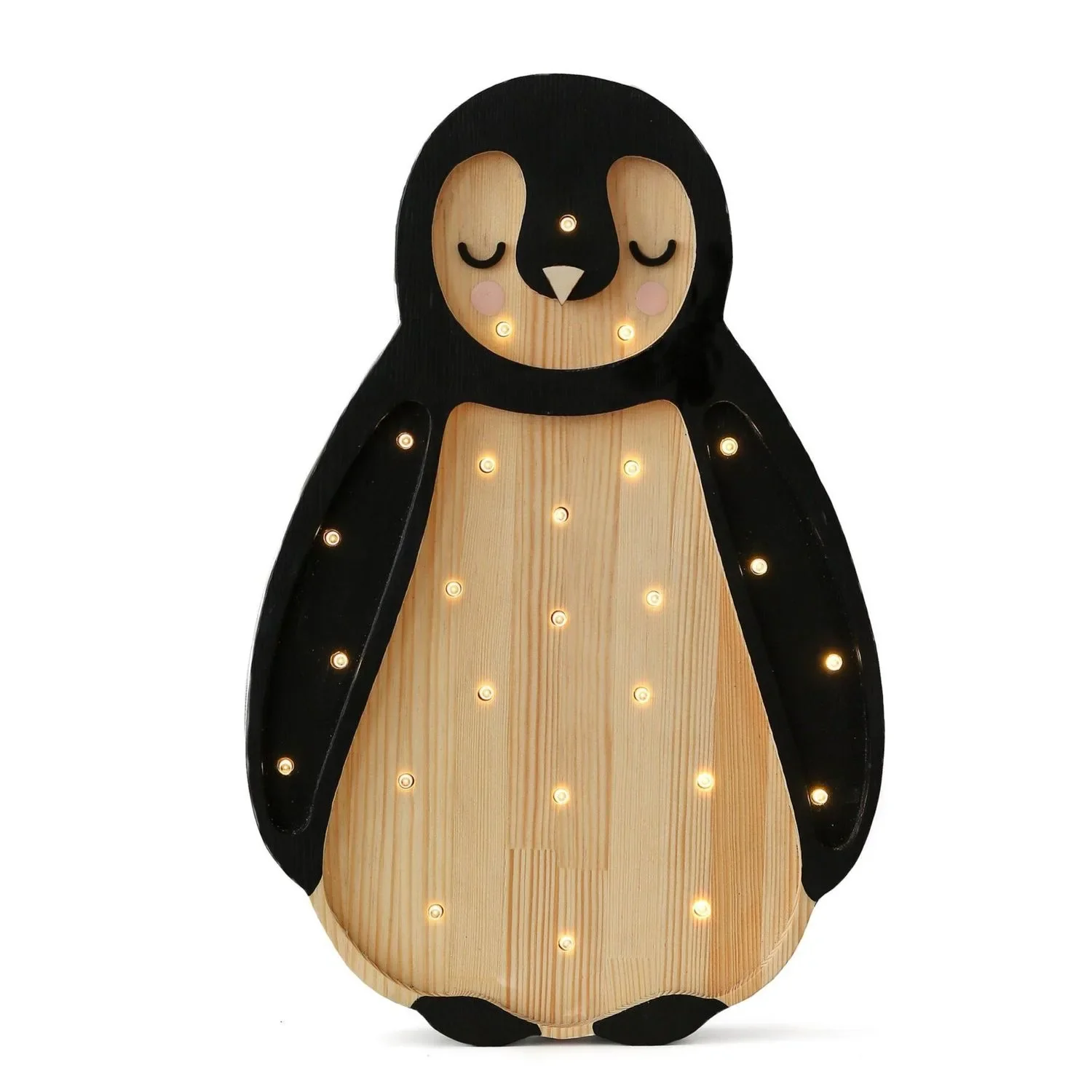 Little Lights kids night light, penguin night lamp - 100% natural pine wood, color: Arktisches Holz
