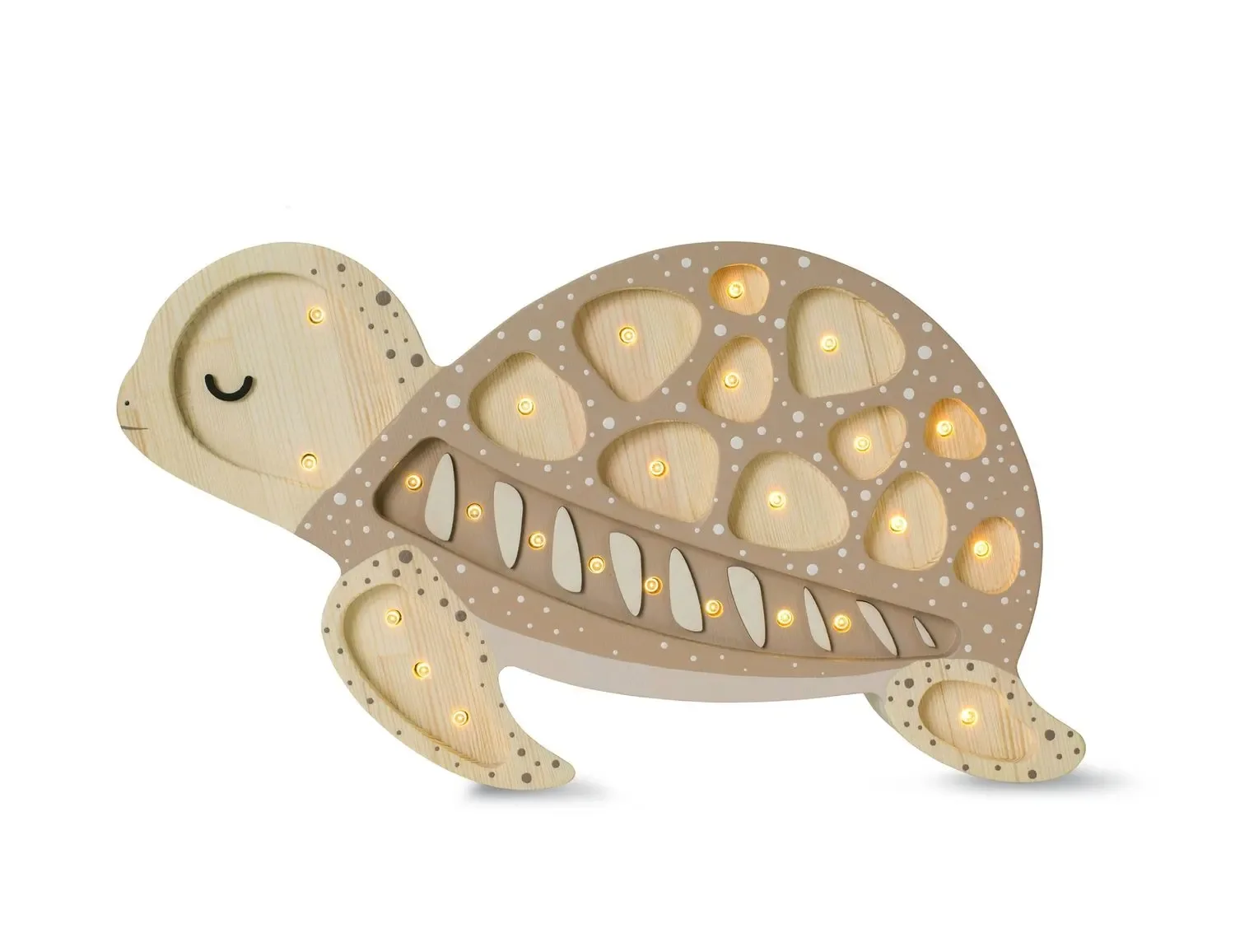 Little Lights Children's Night Light, Night Lamp Turtle - 100% natural pine wood, Color: Sand Dune