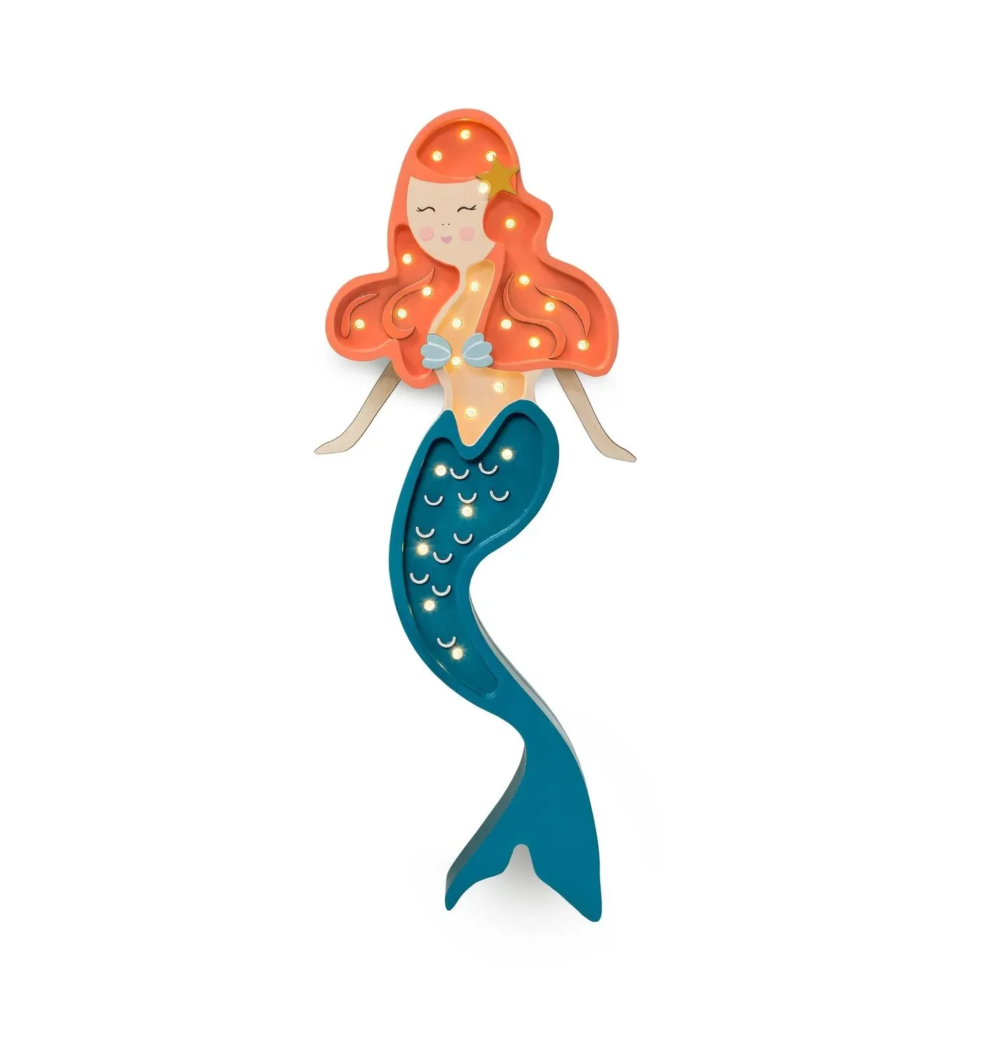 "Little Lights night light for kids, mermaid night lamp – 100% natural pinewood, color: Ariel image"