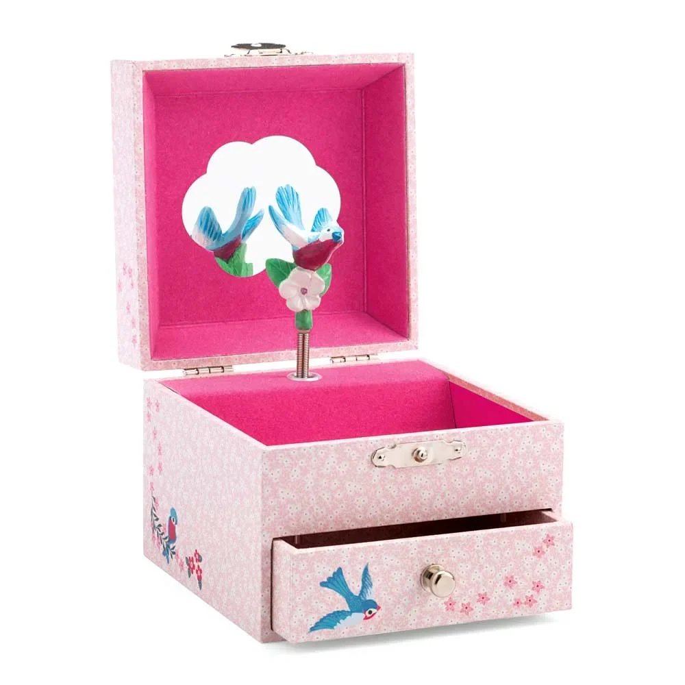 "Djeco jewelry box with music box birds image"