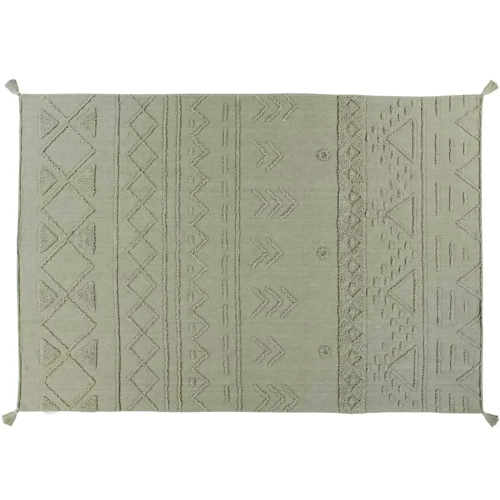 Lorena Canals washable cotton carpet "Tribu" olive, Carpet size: 200 x 300 cm
