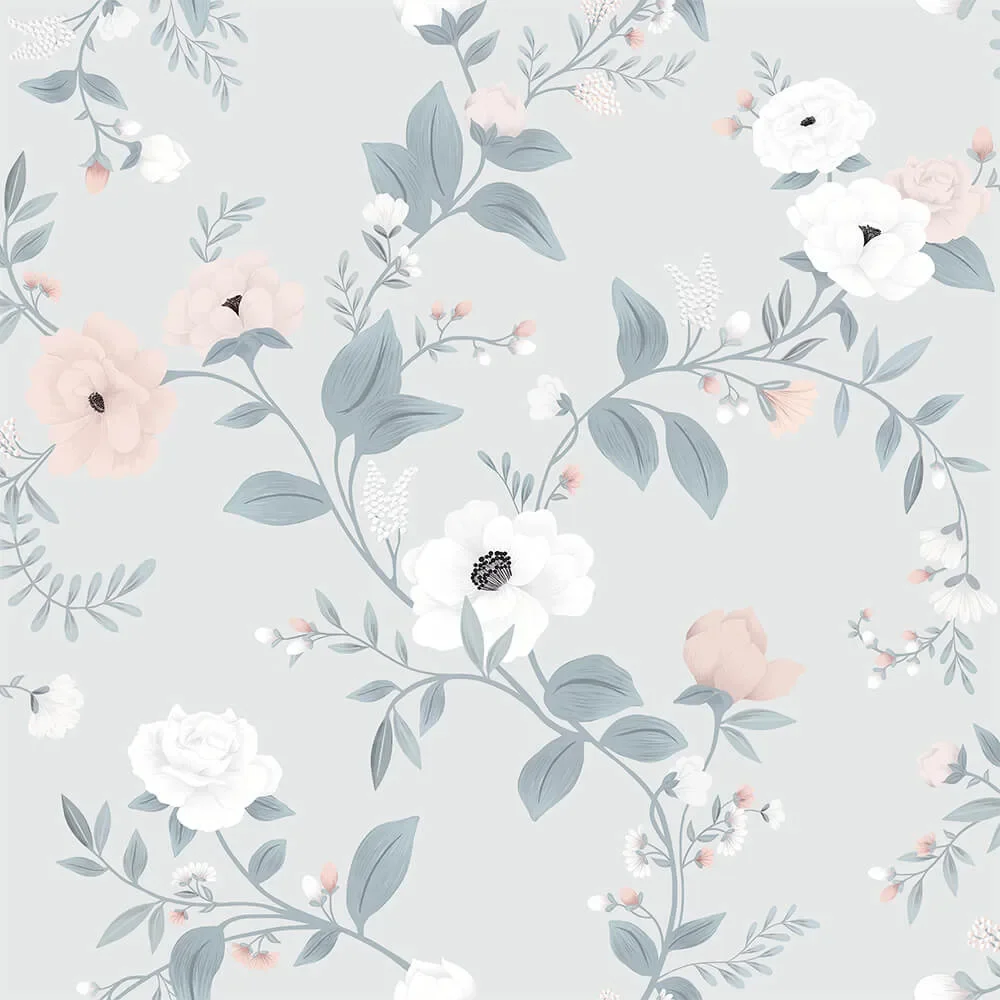 "Lilipinso fleece wallpaper roses flowers mint image"