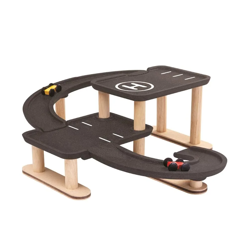 Plan Toys parking garage wood with black