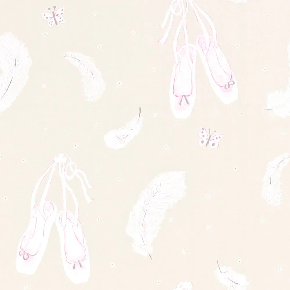 Little Sanderson Abracazoo Wallpaper Ballet Shoes Pearl Pink