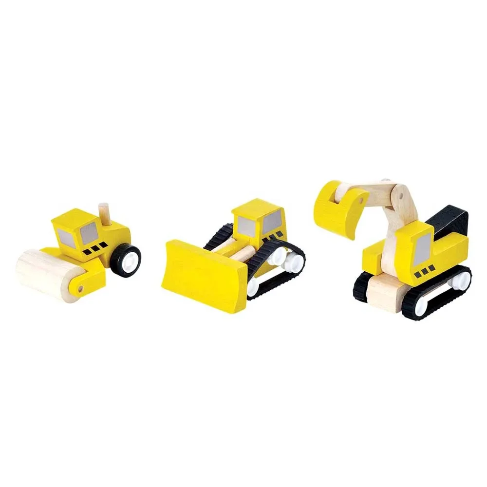 "Plan Toys Toys construction vehicle set wood image"
