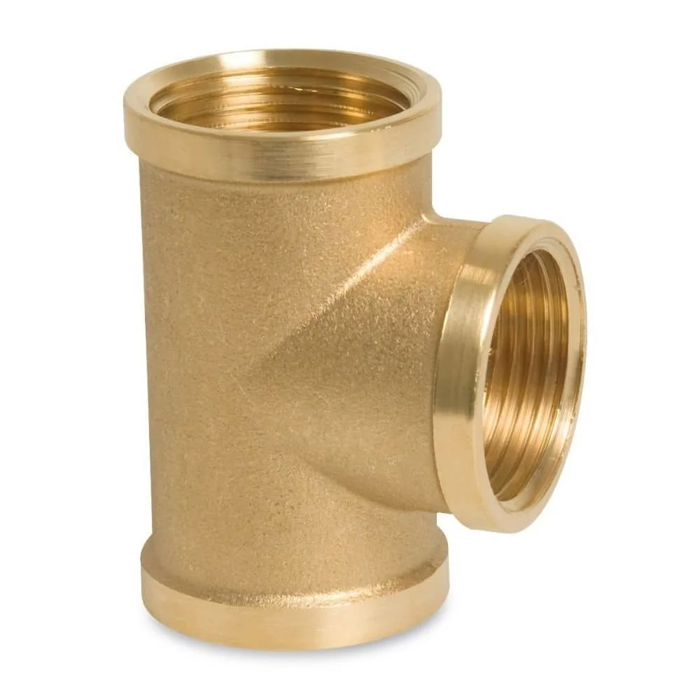 "Brass Tee Fitting, 3/8 Inch Female Tee Fitting for Air Compressor Systems image"