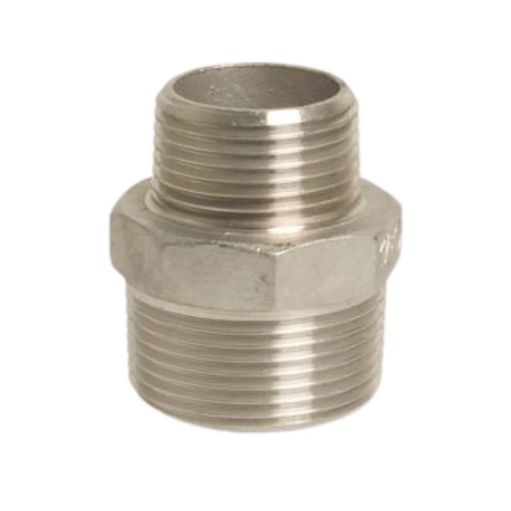 "Stainless Steel Reducing Nipple 1 1/2" x 1" Threaded Pipe Fitting image"