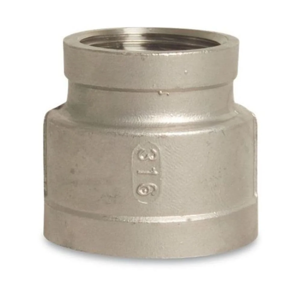 "Stainless Steel Reducing Coupling 1" x 3/4" Female Thread Reducer image"
