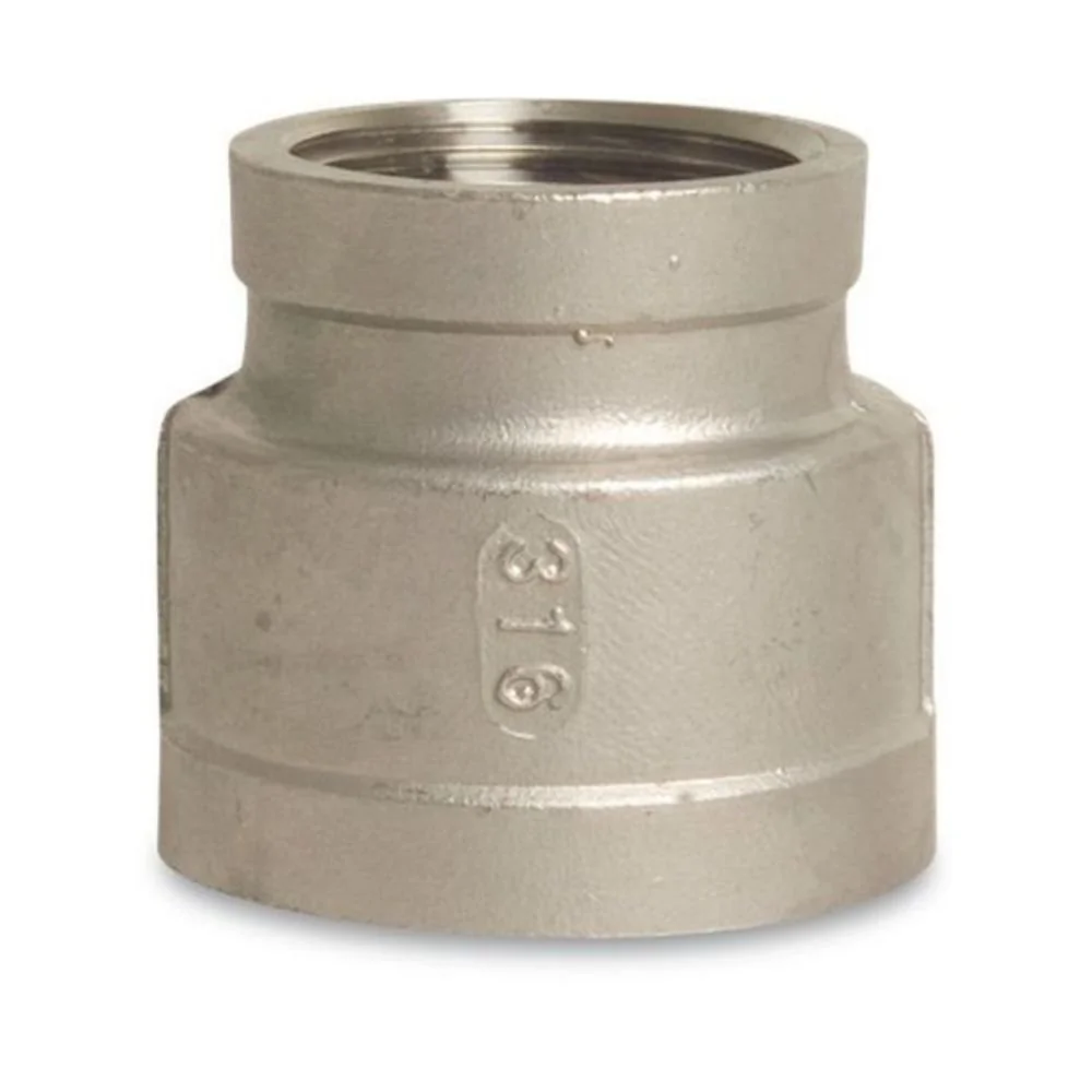 "Stainless Steel Reducing Coupling 1/2" x 3/8" Female Thread Reducer image"
