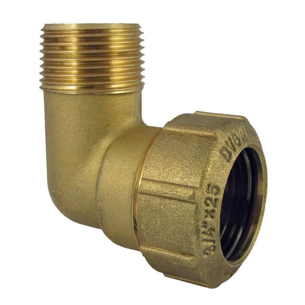 "Brass PE Pipe Fitting 90 Degree Elbow 40mm x 1 1/4 Inch image"