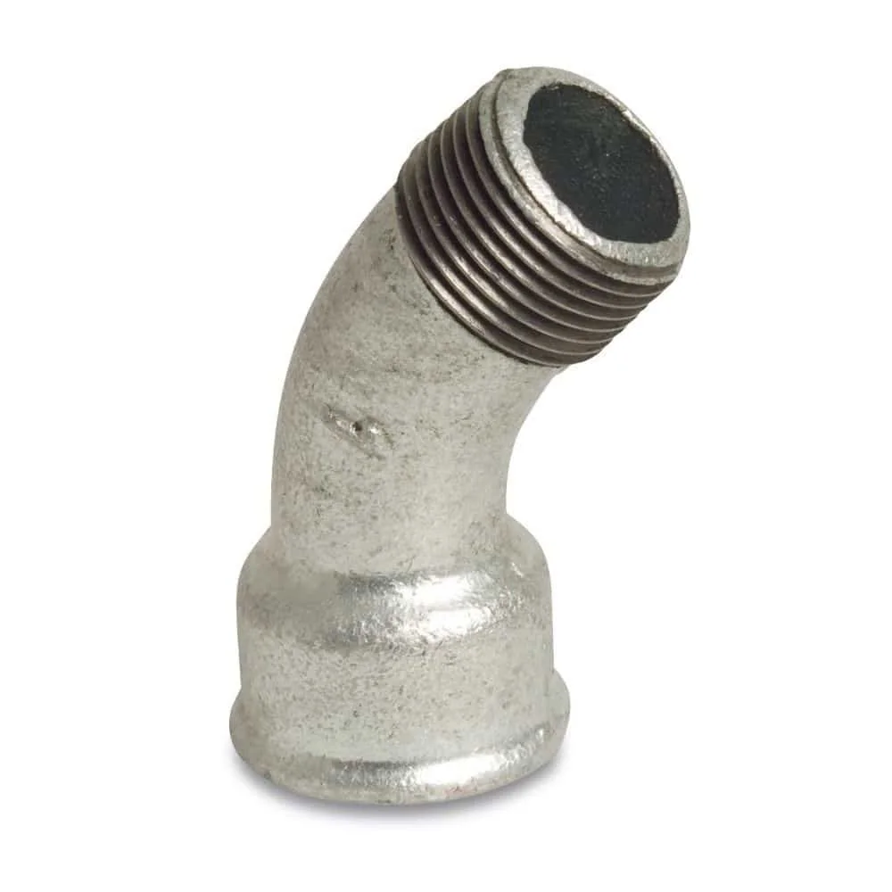 "3/8" Malleable Iron 45° Threaded Elbow - Galvanized Pipe Fitting image"