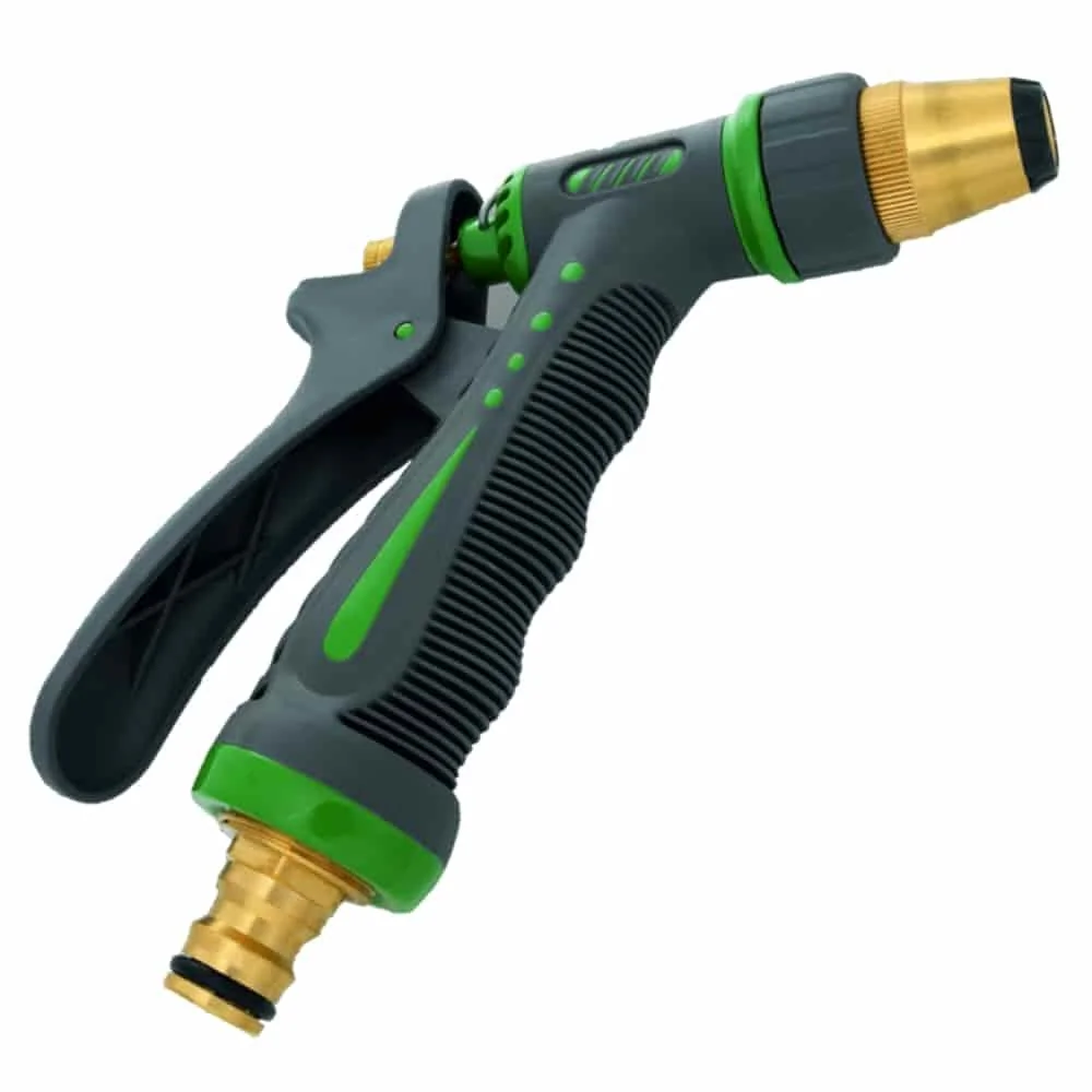 "Brass Garden Hose Nozzle with Adjustable Spray Pattern image"