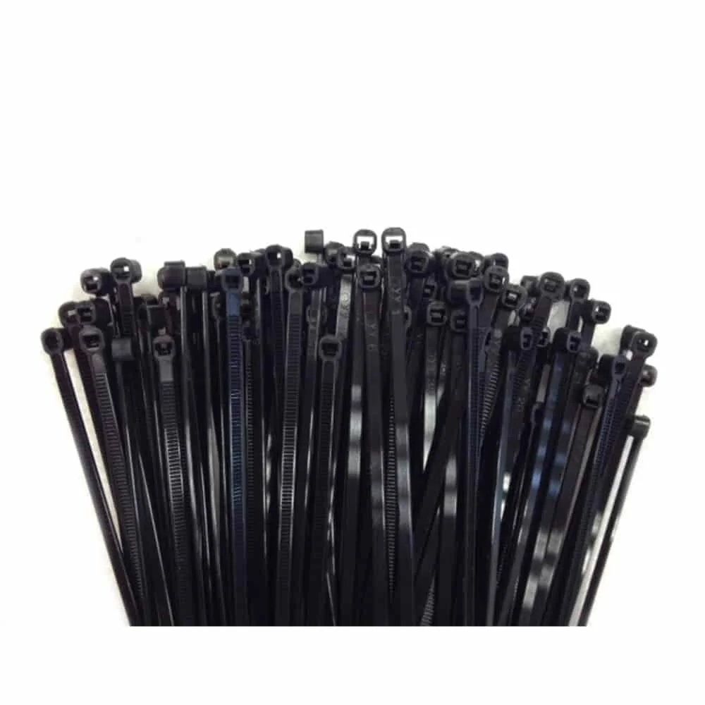 "Cable Ties, 100 pcs, 450x7.6mm, Black UV Resistant, PA66, Zip Ties image"