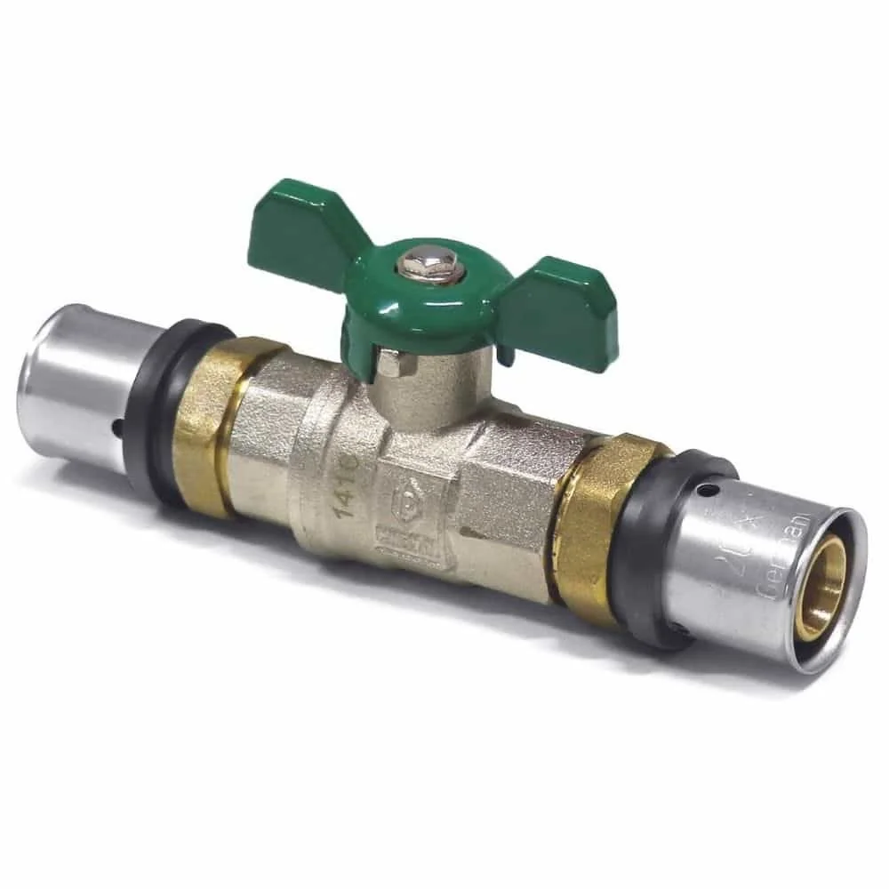 "32mm Press Fitting Ball Valve with Green Wing Handle - Potable Water Safe image"