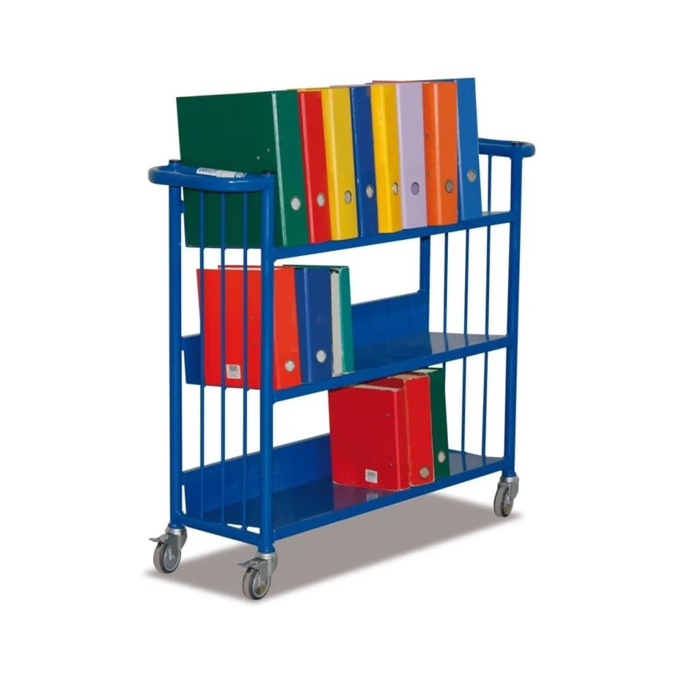 "Rolling Book Cart with 3 Shelves, Library Cart, 150kg Capacity image"