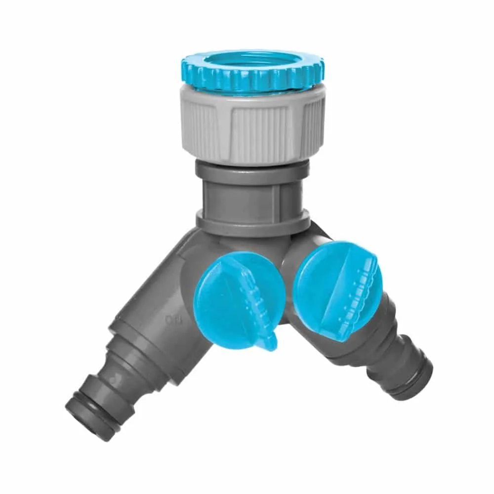 2 Way Garden Hose Splitter with Shut Off Valve